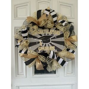 Congratulations Graduate Ribbon & Deco Mesh Wreath Door Hanger, Graduation Gift